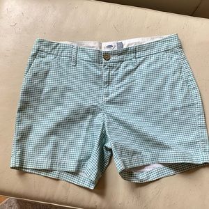 Old navy shorts , 5 inch inseam, green/white plaid